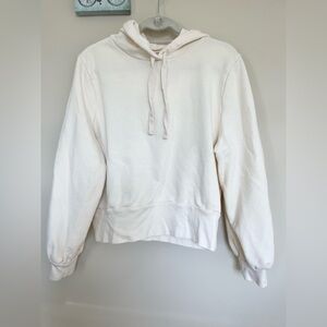 Madewell Cream Off White Cropped Hooded Sweatshirt Size XL